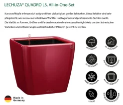 LECHUZA® QUADRO LS, All-in-One-Set Dunkelrot New
