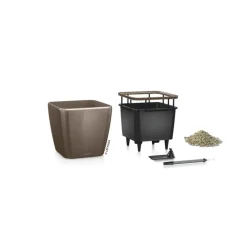 LECHUZA® QUADRO LS, All-in-One-Set Taupe Outlet
