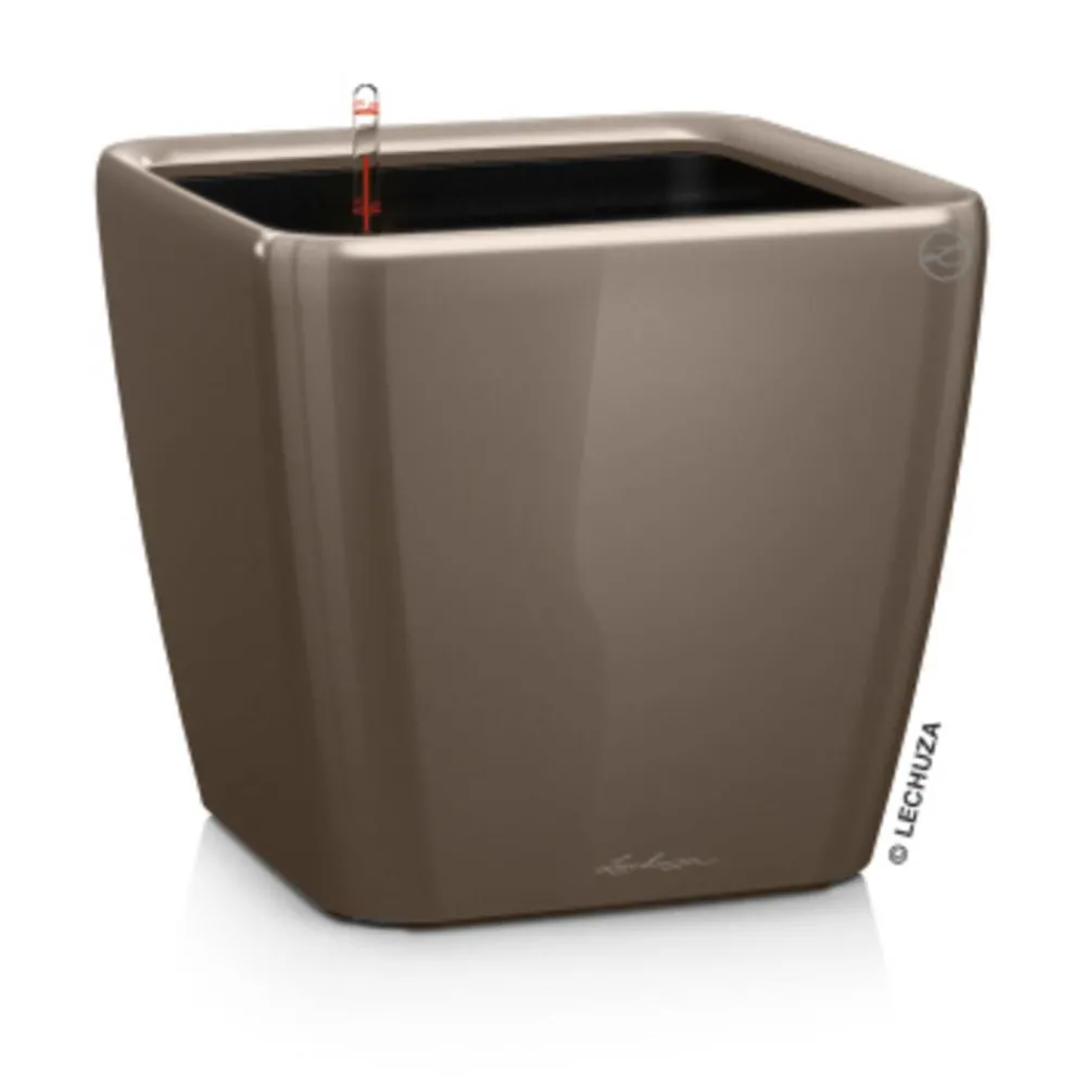 LECHUZA® Lechuza Pflanzgefäße & Töpfe|Lechuza Tischgefäße - QUADRO LS, All-in-One-Set Taupe