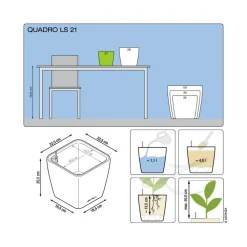 LECHUZA® Lechuza Pflanzgefäße & Töpfe|Lechuza Tischgefäße - QUADRO LS, All-in-One-Set Dunkelrot