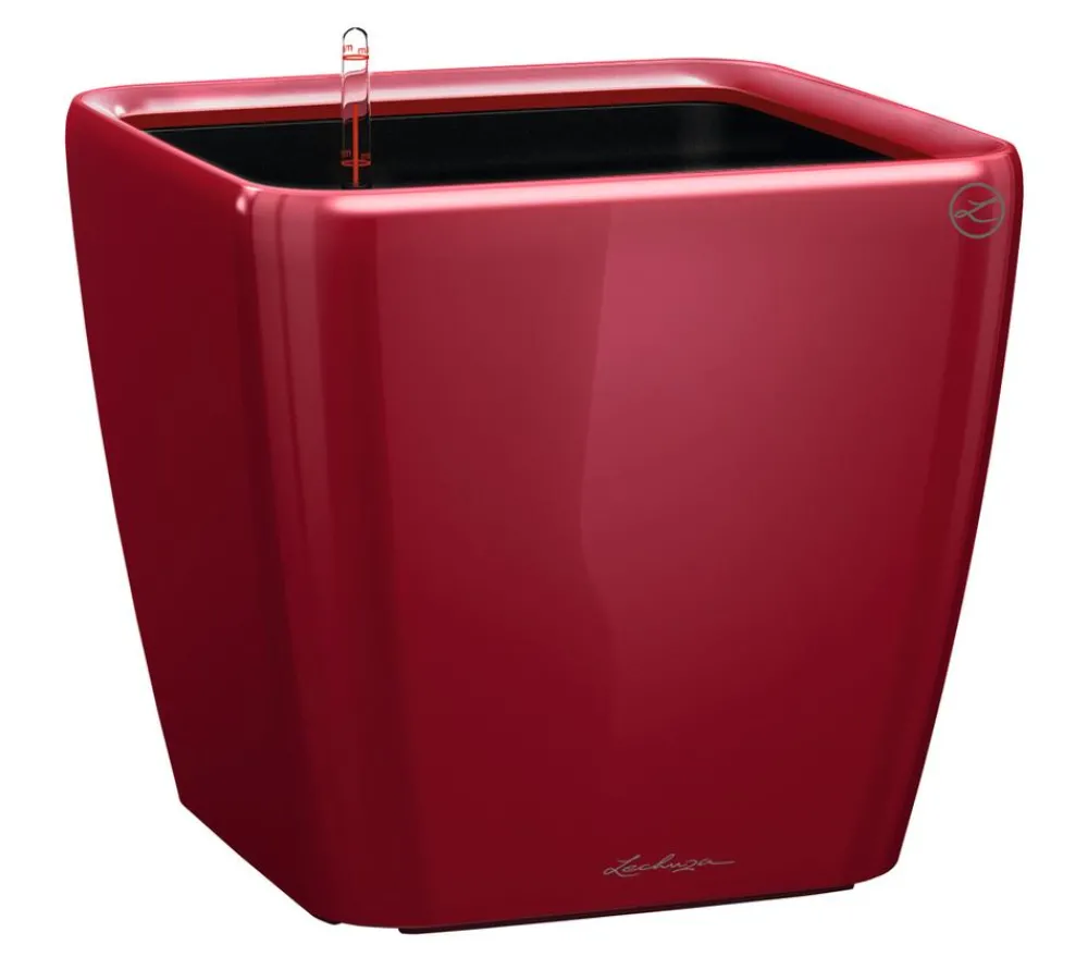 LECHUZA® Lechuza Pflanzgefäße & Töpfe|Lechuza Tischgefäße - QUADRO LS, All-in-One-Set Dunkelrot