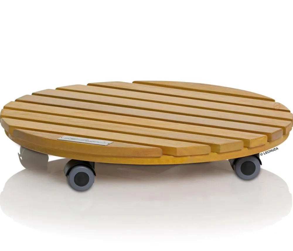 LECHUZA® Lechuza Pflanzgefäße & Töpfe|Blumentöpfe & Übertöpfe - Rolluntersetzer Natural Wood, rund Hellbraun
