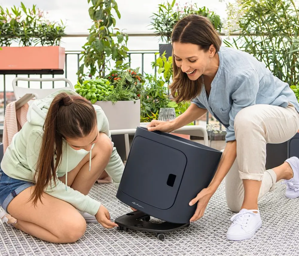 LECHUZA® Rolluntersetzer PILA Coaster, quadratisch, ca. B31/H4,5/T31 cm Schwarz Outlet