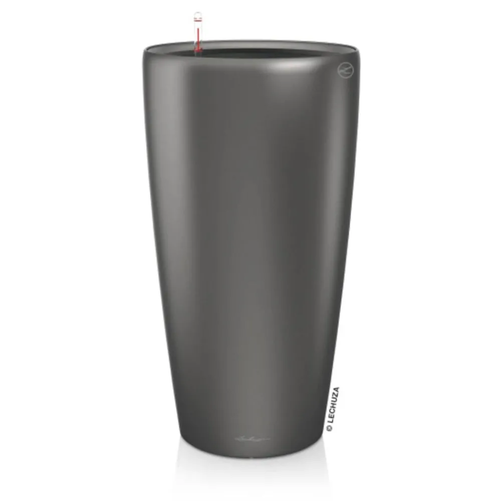 LECHUZA® Lechuza Pflanzgefäße & Töpfe|Blumentöpfe & Übertöpfe > Rondo hochglanz All-in-One-Set anthrazit metallic, 15743