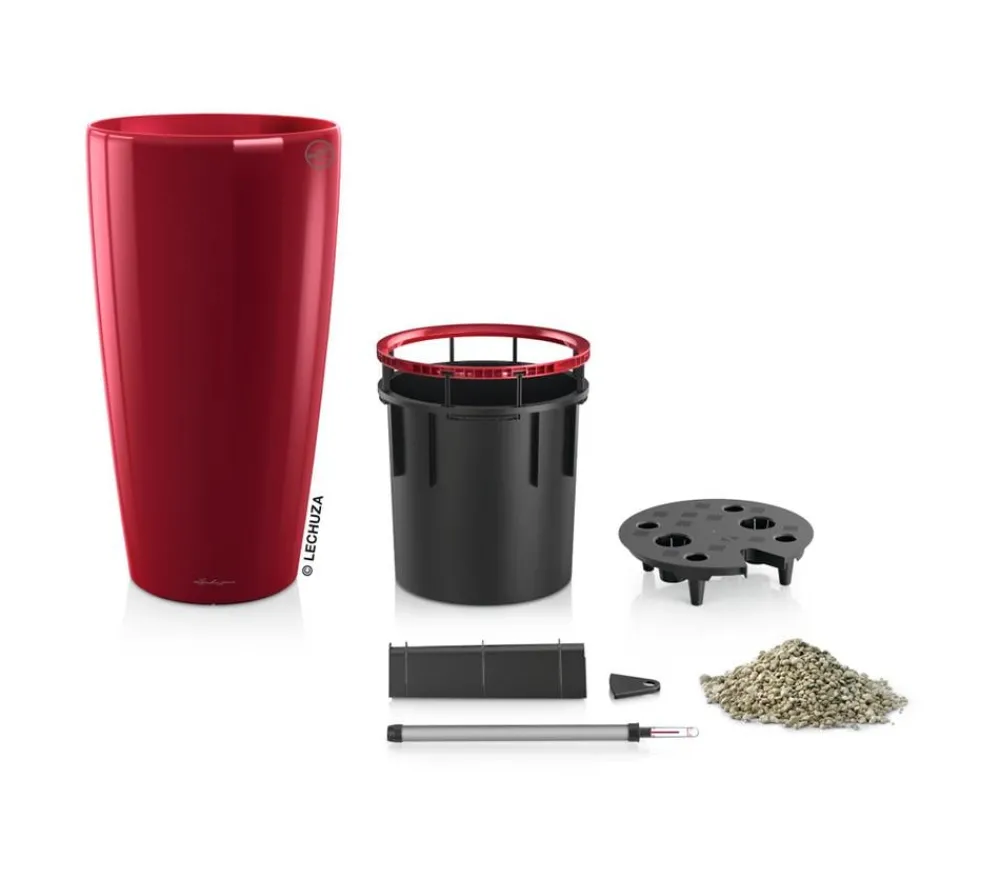 LECHUZA® Lechuza Pflanzgefäße & Töpfe|Blumentöpfe & Übertöpfe > Rondo hochglanz All-in-One-Set, scarlet rot, 15759