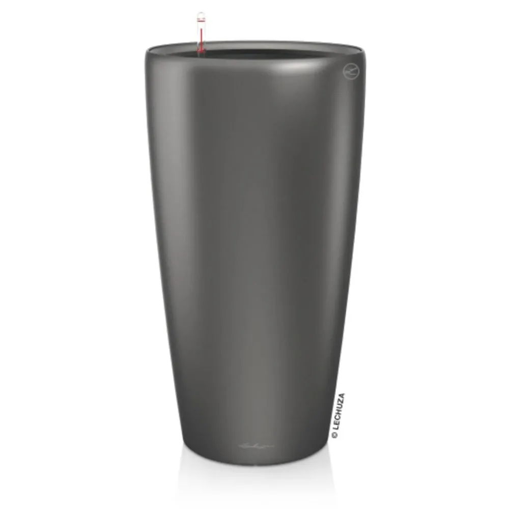LECHUZA® Rondo hochglanz All-in-One-Set anthrazit metallic, 15783 Dunkelgrau