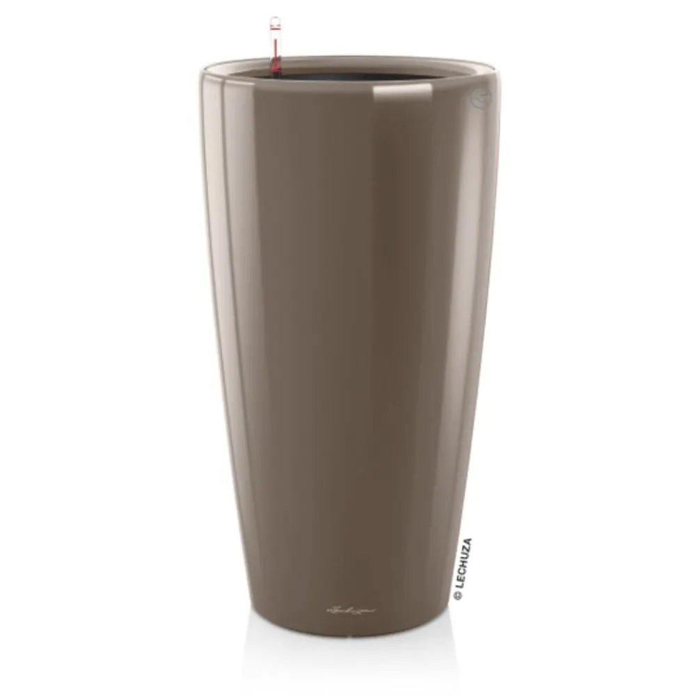 LECHUZA® Lechuza Pflanzgefäße & Töpfe|Blumentöpfe & Übertöpfe - Rondo hochglanz All-in-One-Set , 15744 Taupe
