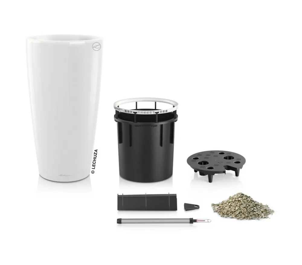 LECHUZA® Lechuza Pflanzgefäße & Töpfe|Blumentöpfe & Übertöpfe - Rondo hochglanz All-in-One-Set, , 15780 Weiß