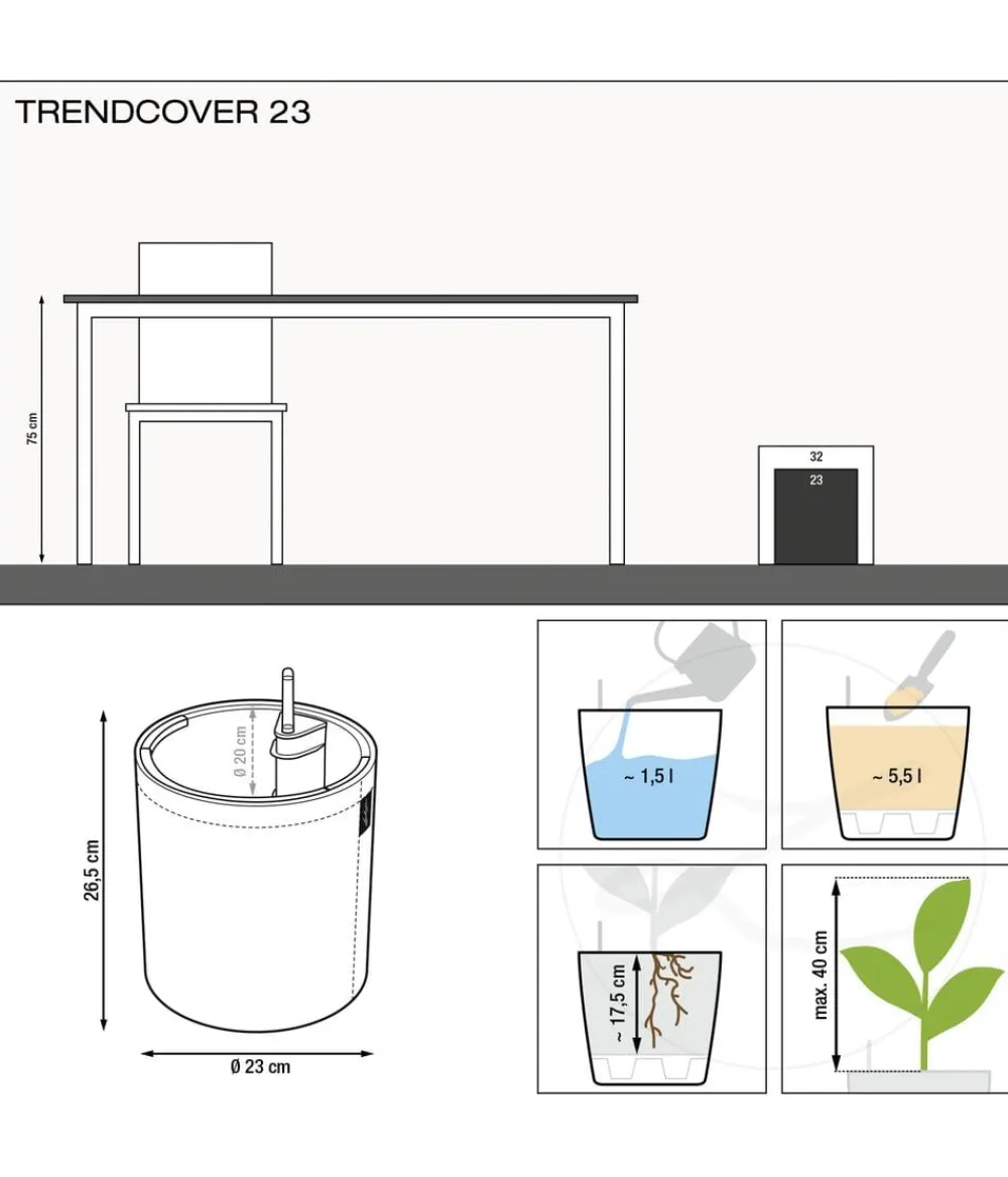 LECHUZA® Lechuza Pflanzgefäße & Töpfe|Blumentöpfe & Übertöpfe > TRENDCOVER Kork, All-in-One Set