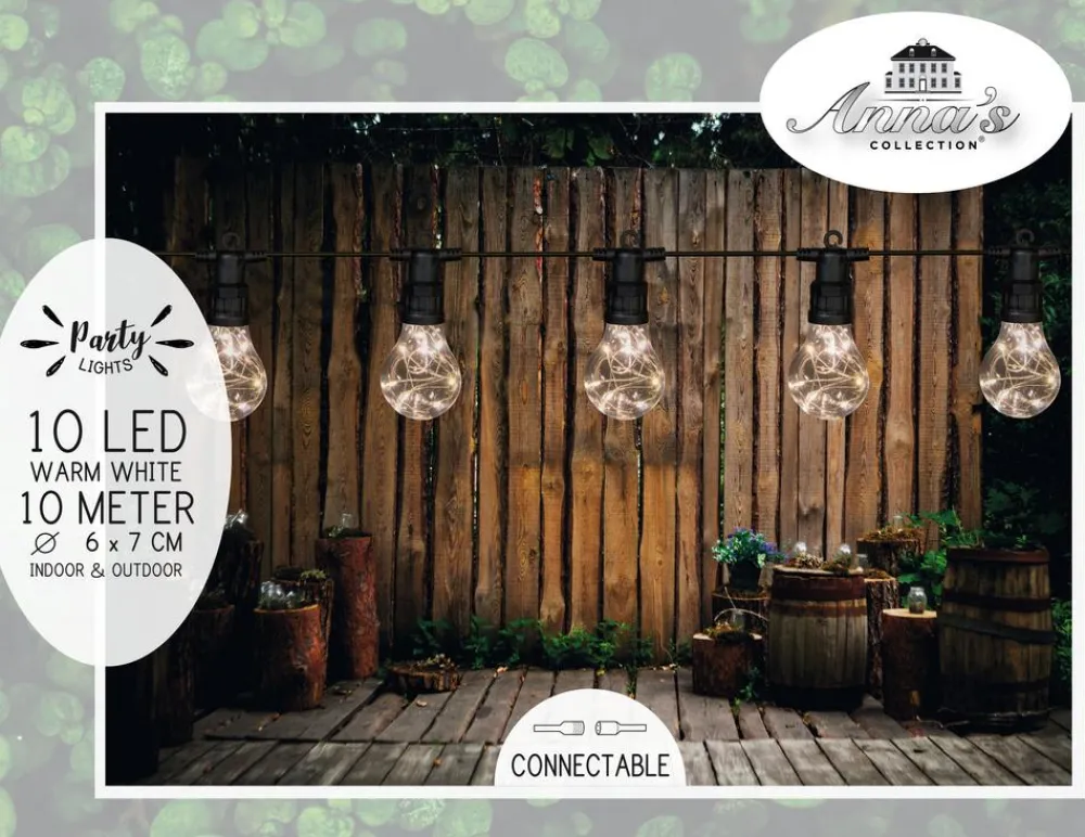 Anna´s Collection LED-Partylichterkette, weiß/gold, 10 LEDs Sale