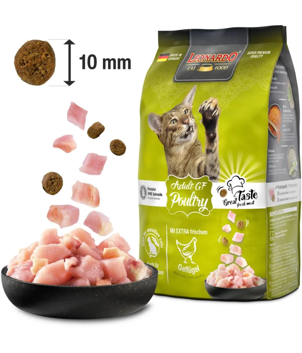 Leonardo Cat Food Trockenfutter Katze - Leonardo Trockenfutter für Katzen Adult Getreidefrei Poultry, Geflügel