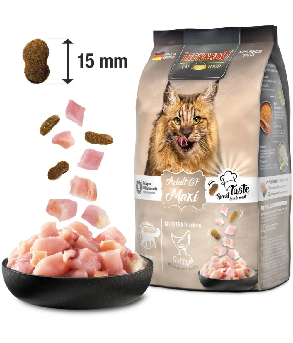 Leonardo Cat Food Trockenfutter Katze > Leonardo Trockenfutter für Katzen Adult Getreidefrei Maxi, Geflügel