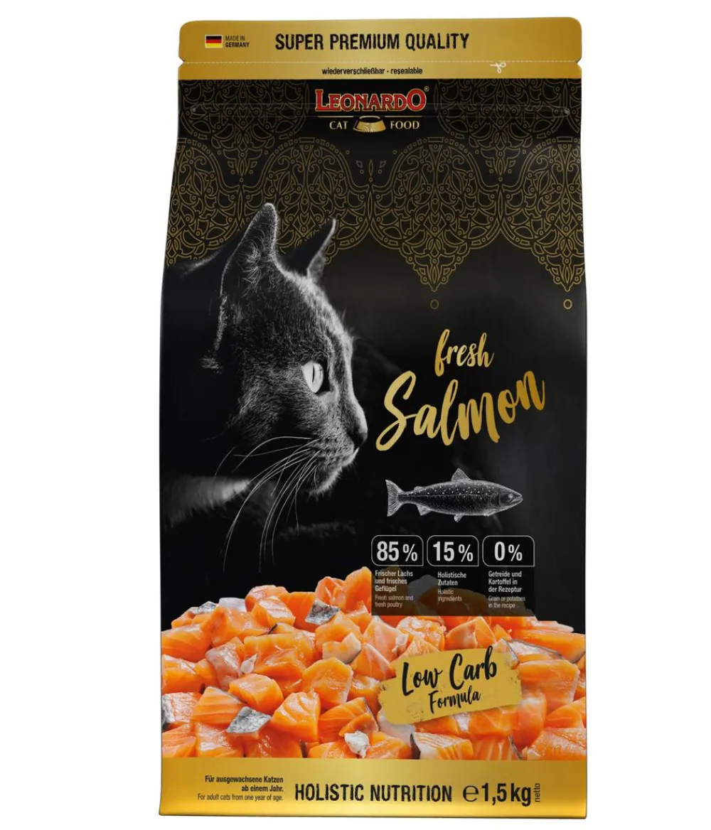 Leonardo Cat Food Trockenfutter Katze - Leonardo Trockenfutter für Katzen Adult fresh Salmon, Lachs