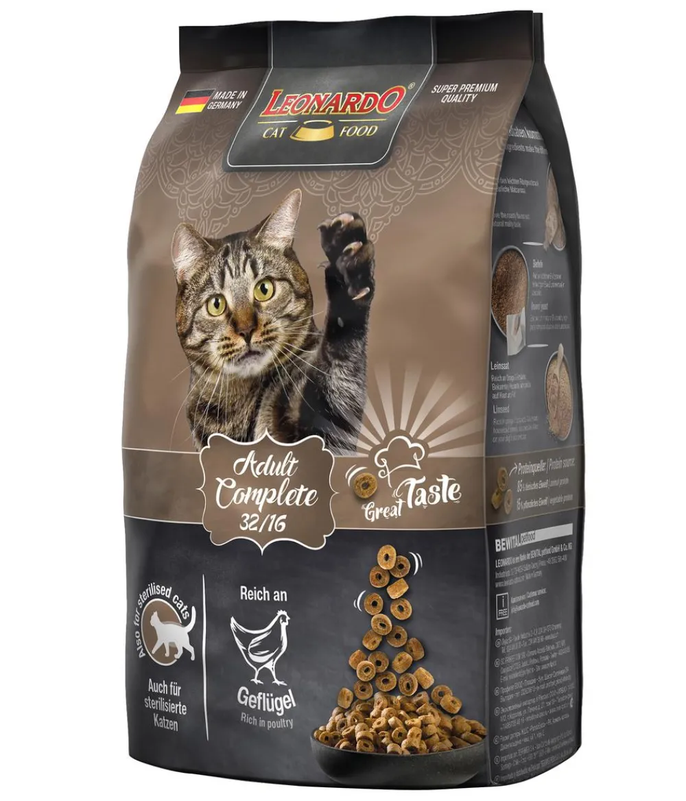 Leonardo Cat Food Trockenfutter Katze - Leonardo Trockenfutter für Katzen Adult Getreidefrei Maxi, Geflügel