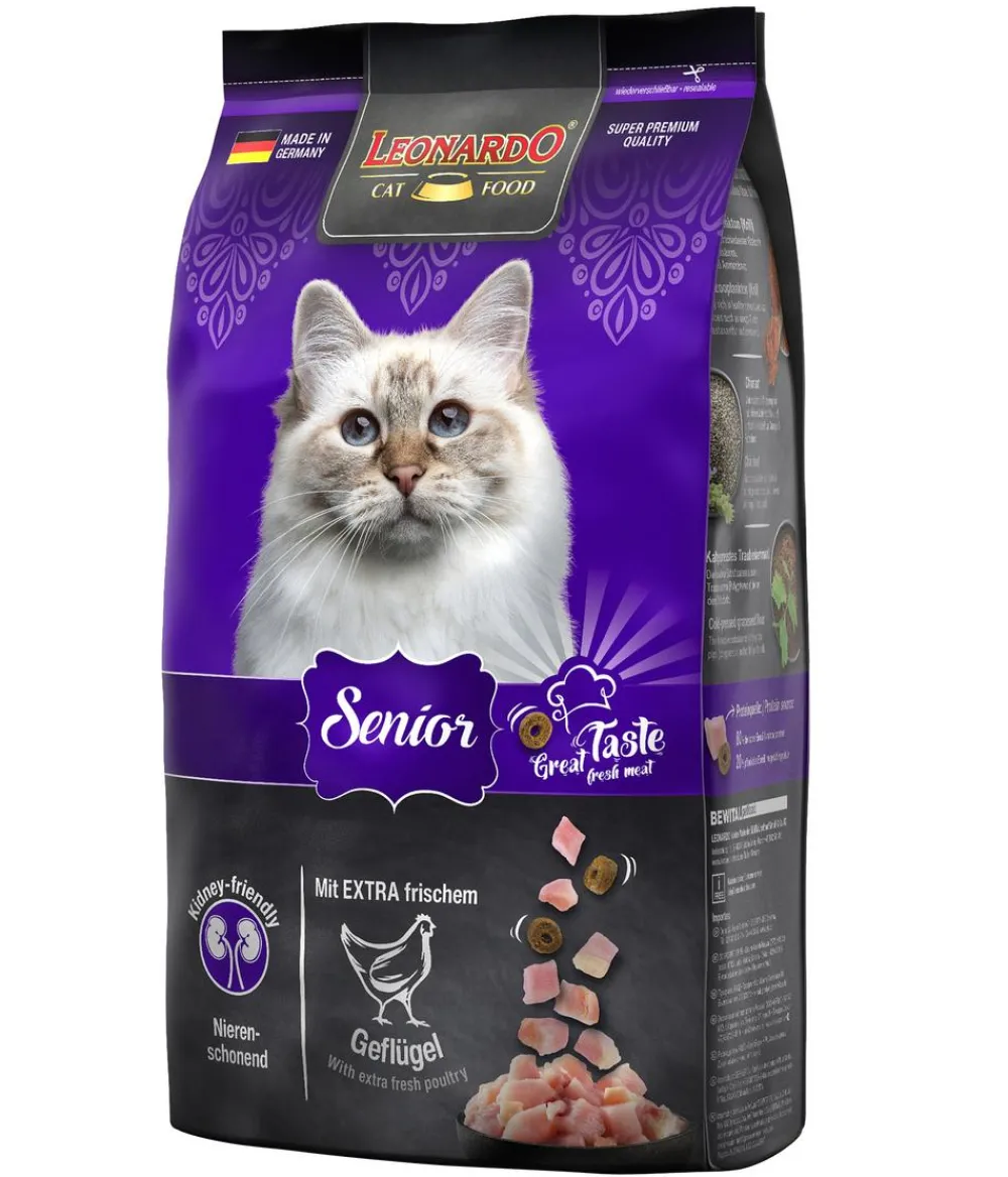 Leonardo Cat Food Leonardo Trockenfutter für Katzen Senior, Geflügel Outlet