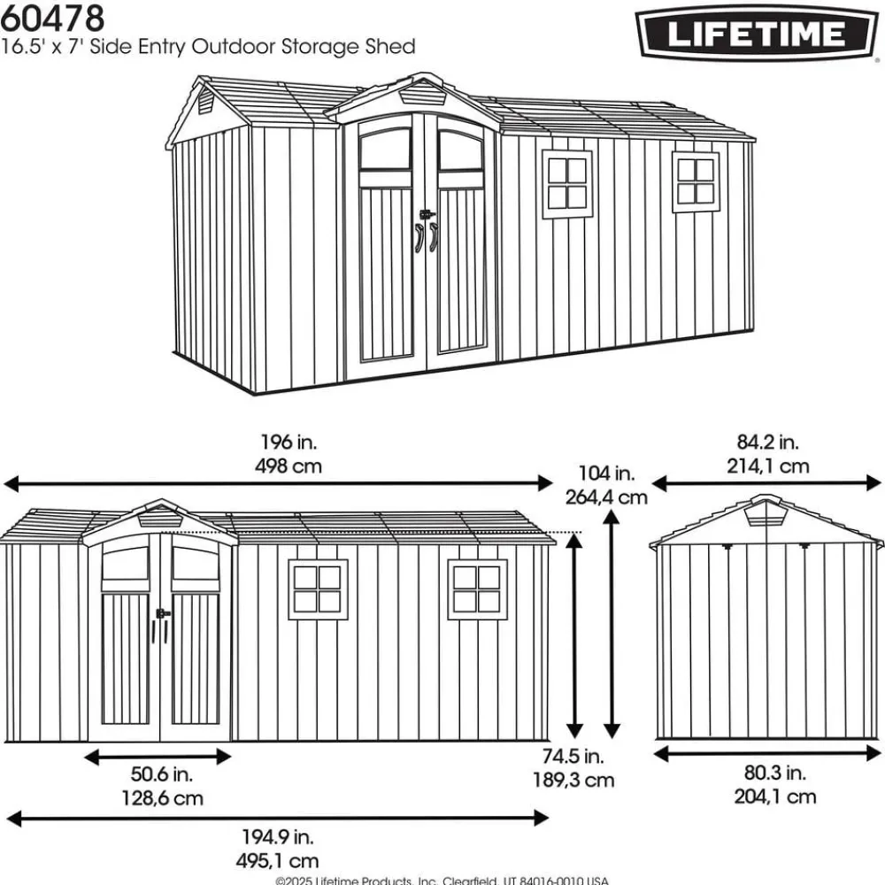 LIFETIME Gartenhäuser & Gerätehäuser - Gerätehaus Idaho, ca. B498/H264,5/T214,1 cm Grau