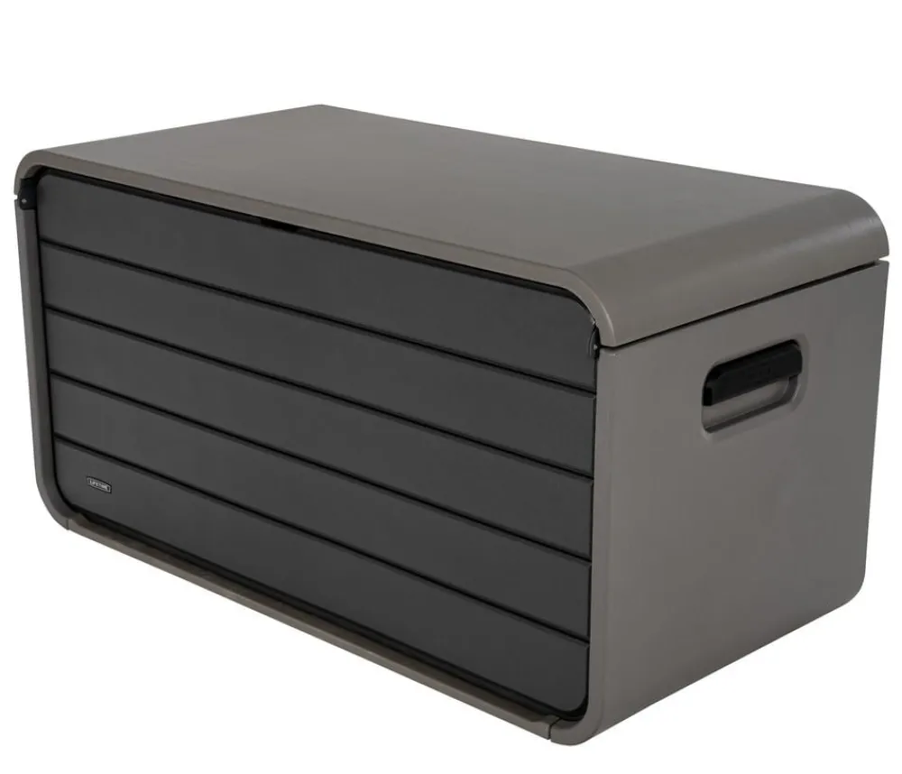 LIFETIME Kunststoff Gartenbox Space XL, 625 Liter, ca. B146,7/H77,2/T72,4 cm Grau Online