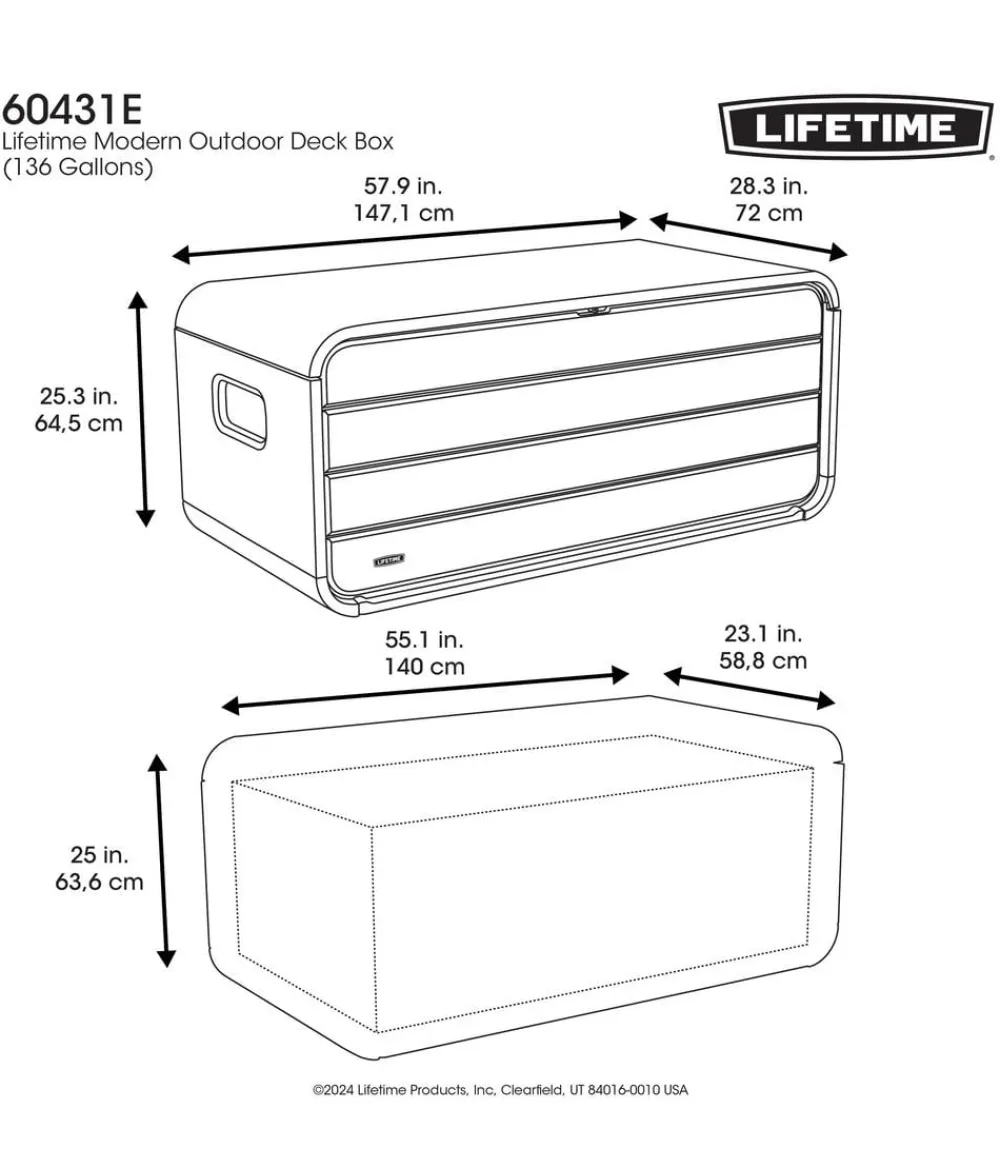 LIFETIME Kunststoff-Gartenbox Space L, 515 Liter, ca. B147,1/H64,5/T72 cm Anthrazit Outlet