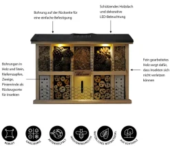 LUXUS-INSEKTENHOTELS Solar-Insektenhotel Landsonne, ca. B47/H34/T12,5 cm Schwarz New