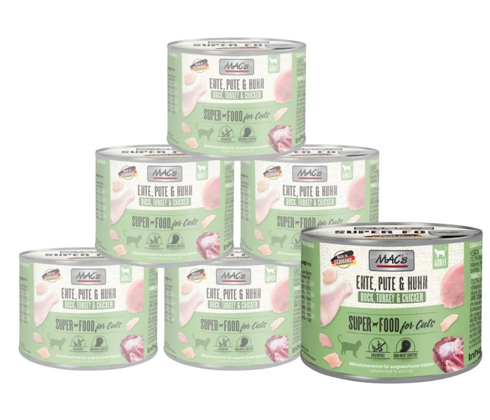 MAC's® MAC's CAT Nassfutter für Katzen Fleischmenü, 6 x 200 g Hot