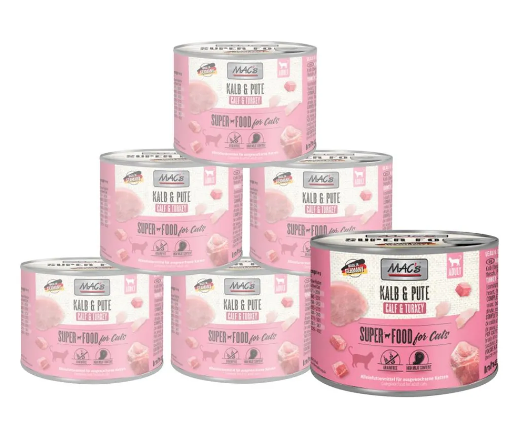 MAC's® Nassfutter Katze - MAC's CAT Nassfutter für Katzen Fleischmenü, 6 x 200 g