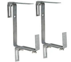 Dehner Mehr Blumentopfzubehör - Metall-Blumenkastenhalter für den Balkon, 2 Stück Hellgrau