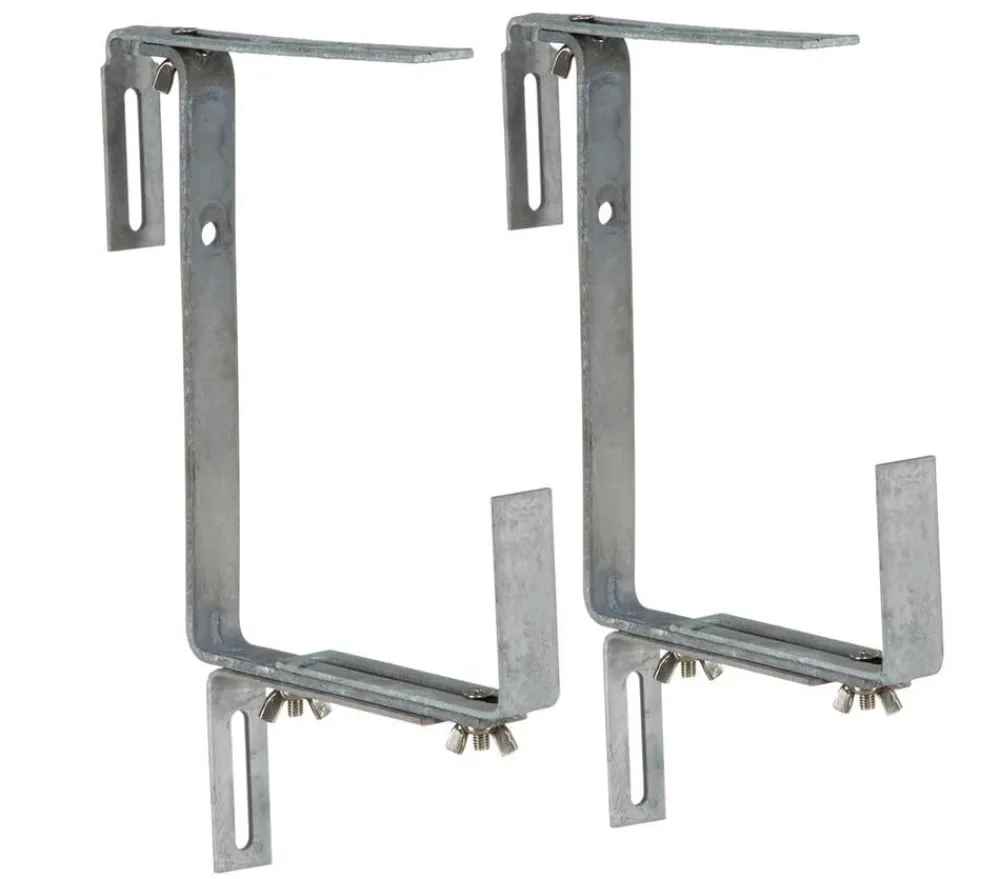 Dehner Mehr Blumentopfzubehör - Metall-Blumenkastenhalter für den Balkon, 2 Stück Hellgrau