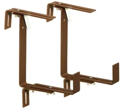 Dehner Mehr Blumentopfzubehör - Metall-Blumenkastenhalter Profi für den Balkon, 2 Stück Dunkelbraun