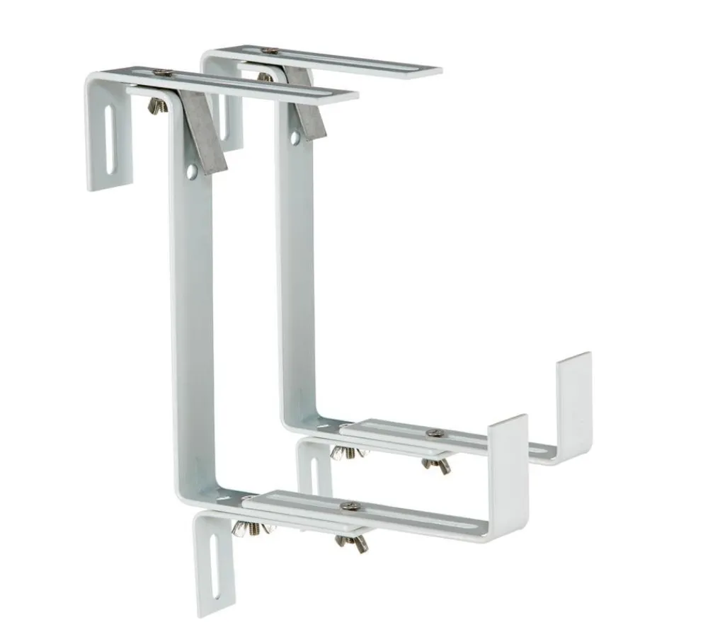 Dehner Mehr Blumentopfzubehör - Metall-Blumenkastenhalter Profi für den Balkon, 2 Stück Weiß