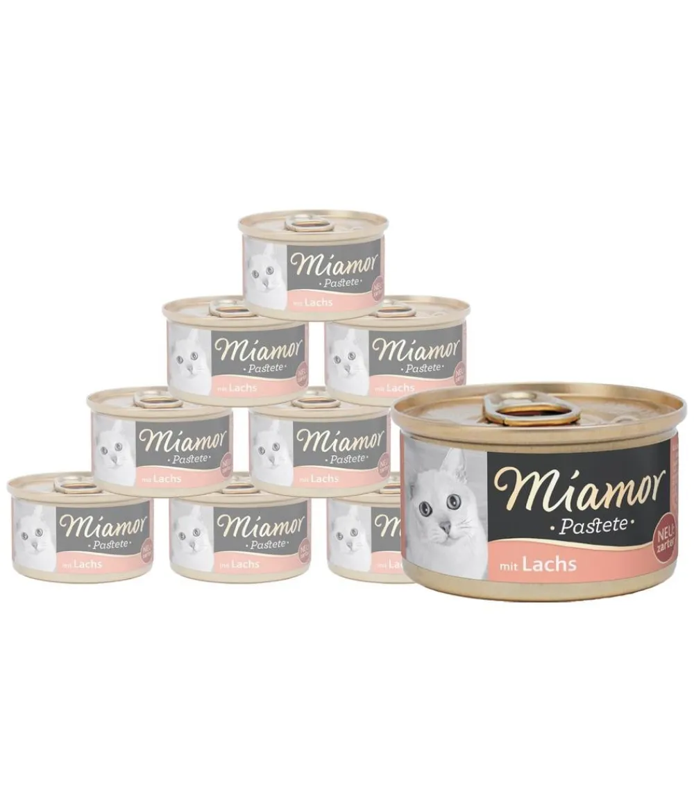 Miamor Nassfutter Katze - Nassfutter für Katzen Pastete, Lachs, 12 x 85 g