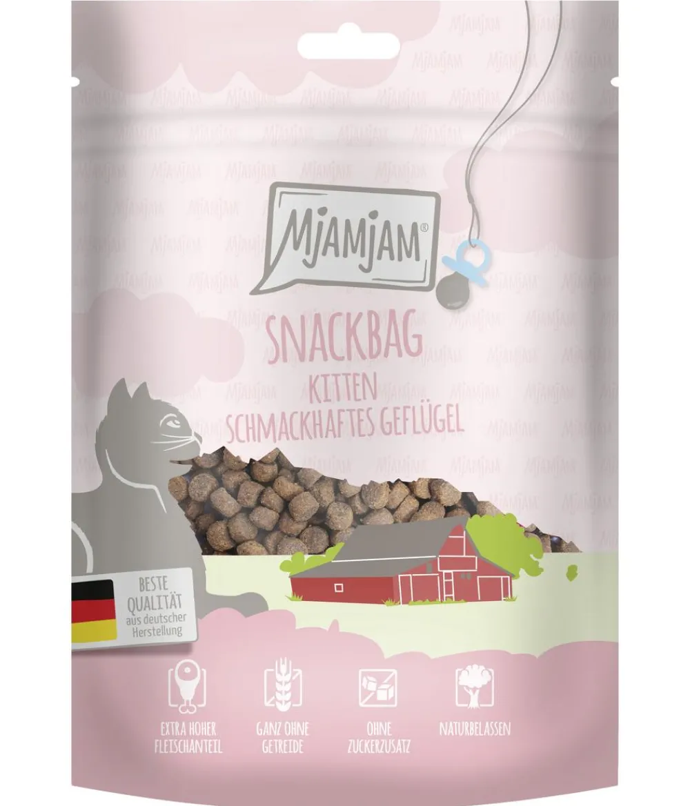 MjAMjAM® Katzensnack Snackbag schmackhaftes Geflügel, Kitten, 125 g Hot