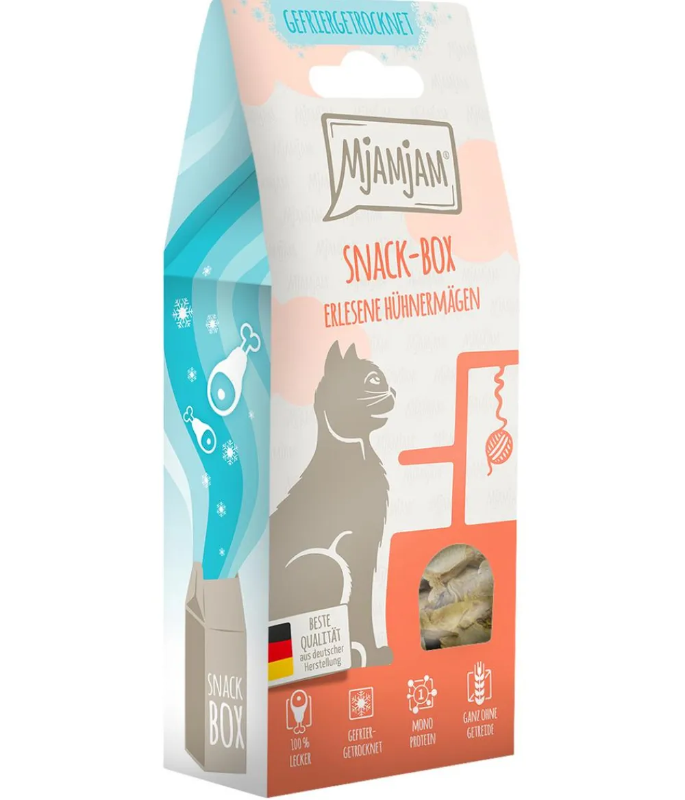 MjAMjAM® Katzenleckerlies & Getränke > Katzensnack Snackbox erlesene Hühnermägen, Adult, 35 g