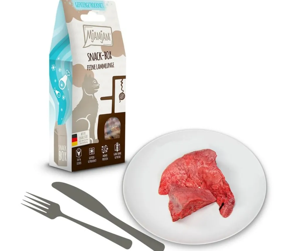 MjAMjAM® Katzenleckerlies & Getränke > Katzensnack Snackbox feine Lammlunge, Adult, 35 g