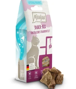 MjAMjAM® Katzenleckerlies & Getränke - Katzensnack Snackbox vorzügliches Straußenfilet, Adult, 40 g