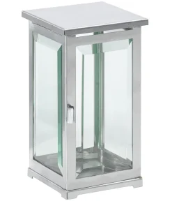 Moll Grablampe, Edelstahl/Facettenglas, ca. B11,5/H20,5/T11,5 cm Silber Clearance