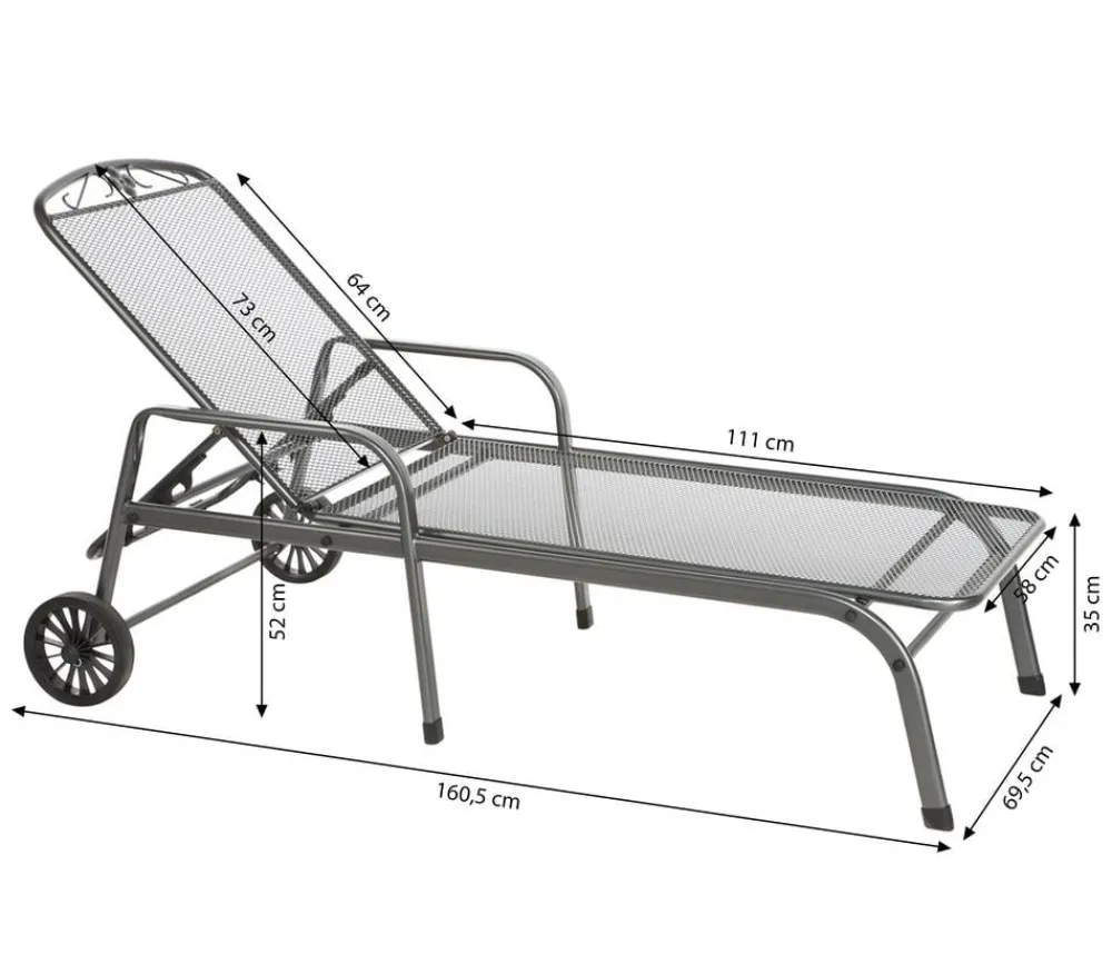 MWH Relaxliegen|Gartenliegen Metall > Gartenliege Savoy, ca. B81/H52/T187 cm