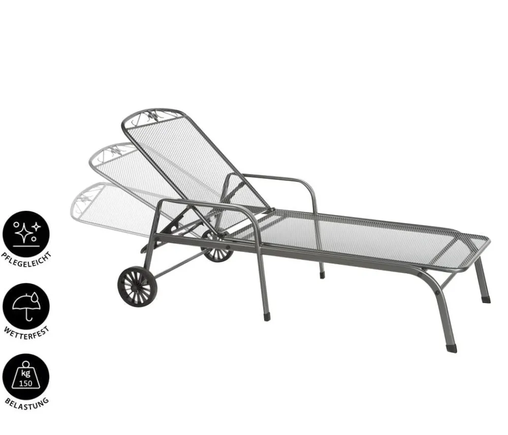 MWH Relaxliegen|Gartenliegen Metall > Gartenliege Savoy, ca. B81/H52/T187 cm