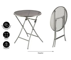 MWH Klapptische|Balkontische - Klapptisch Cafe Latte, ca. Ø60/H72 cm Grau