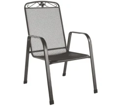 MWH Gartenstühle Metall|Stapelstühle - Metall-Gartensessel Savoy Grau