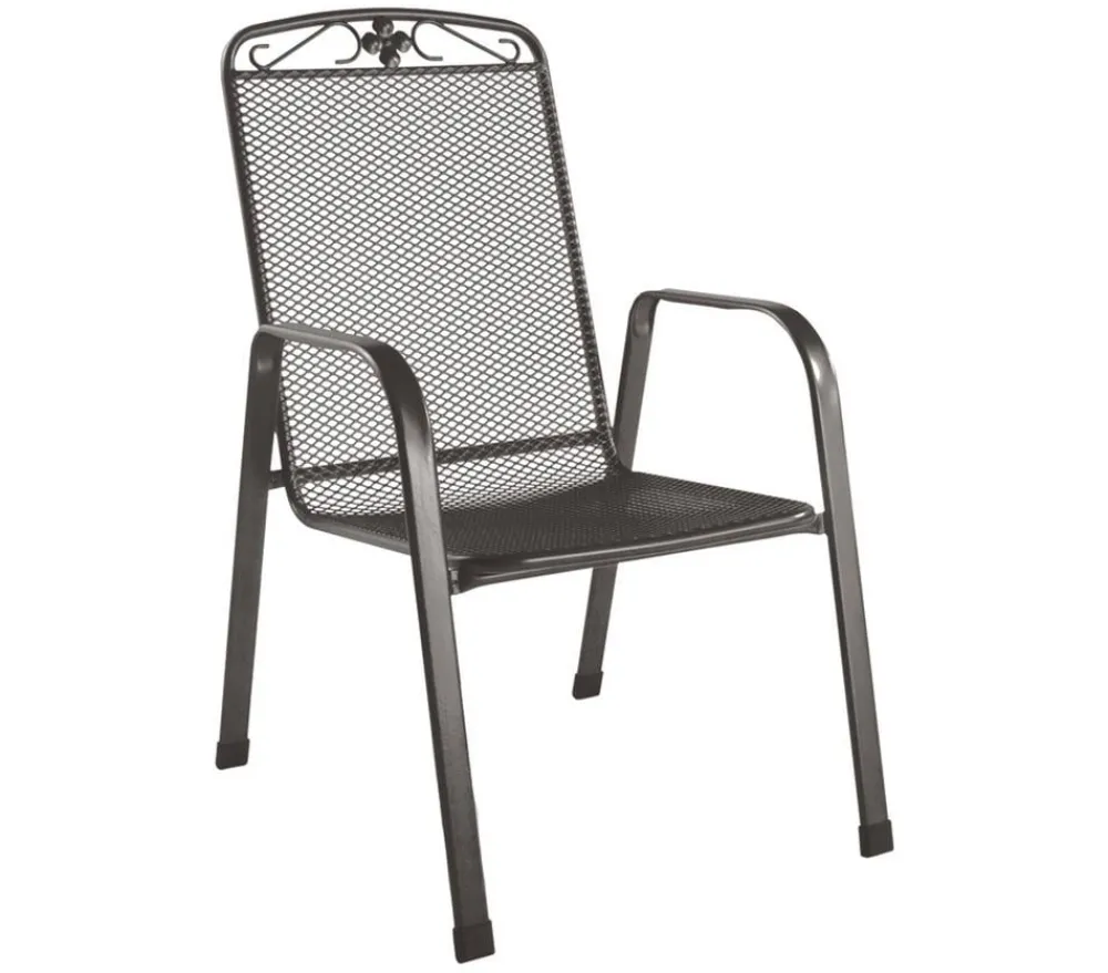 MWH Gartenstühle Metall|Stapelstühle - Metall-Gartensessel Savoy Grau