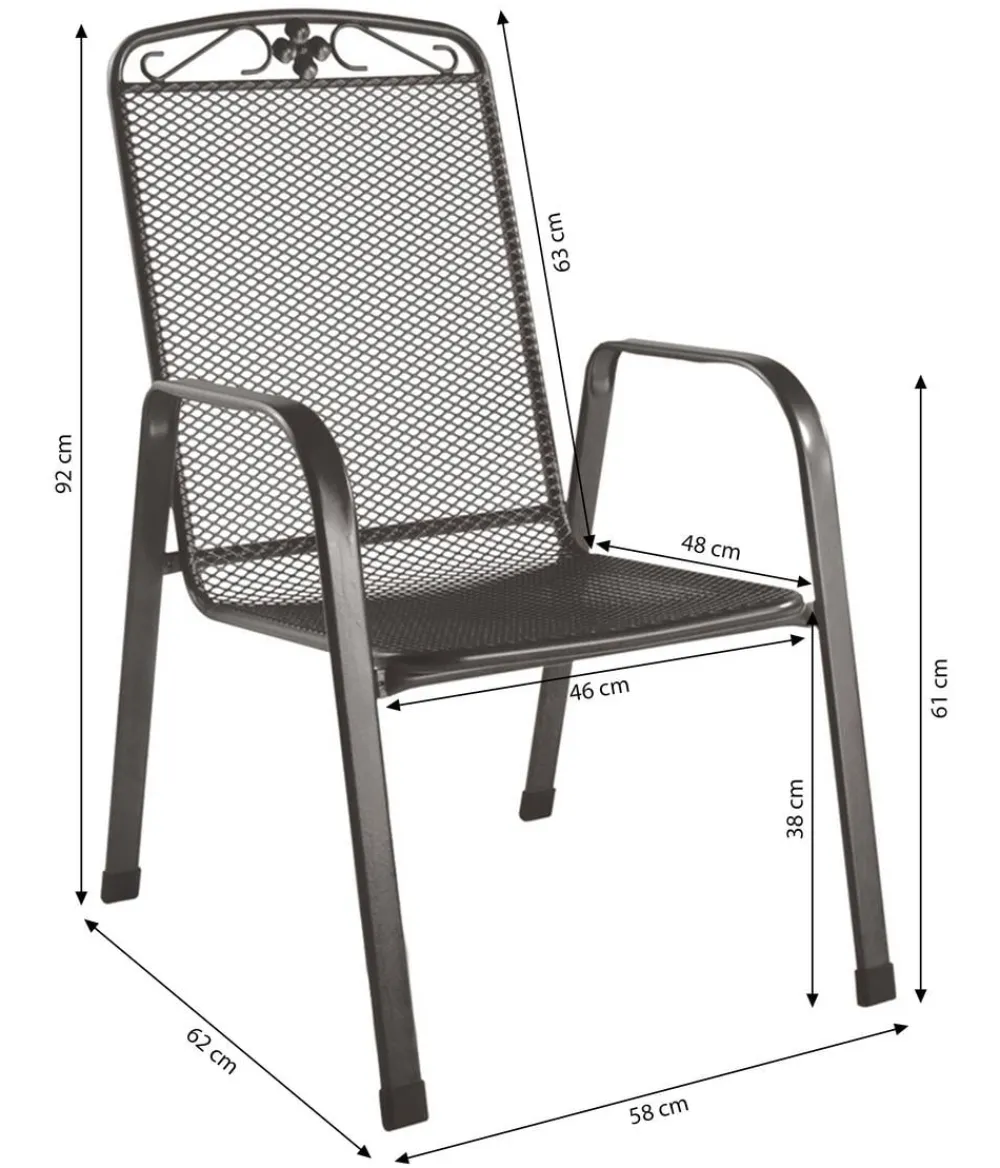 MWH Gartenstühle Metall|Stapelstühle - Metall-Gartensessel Savoy Grau