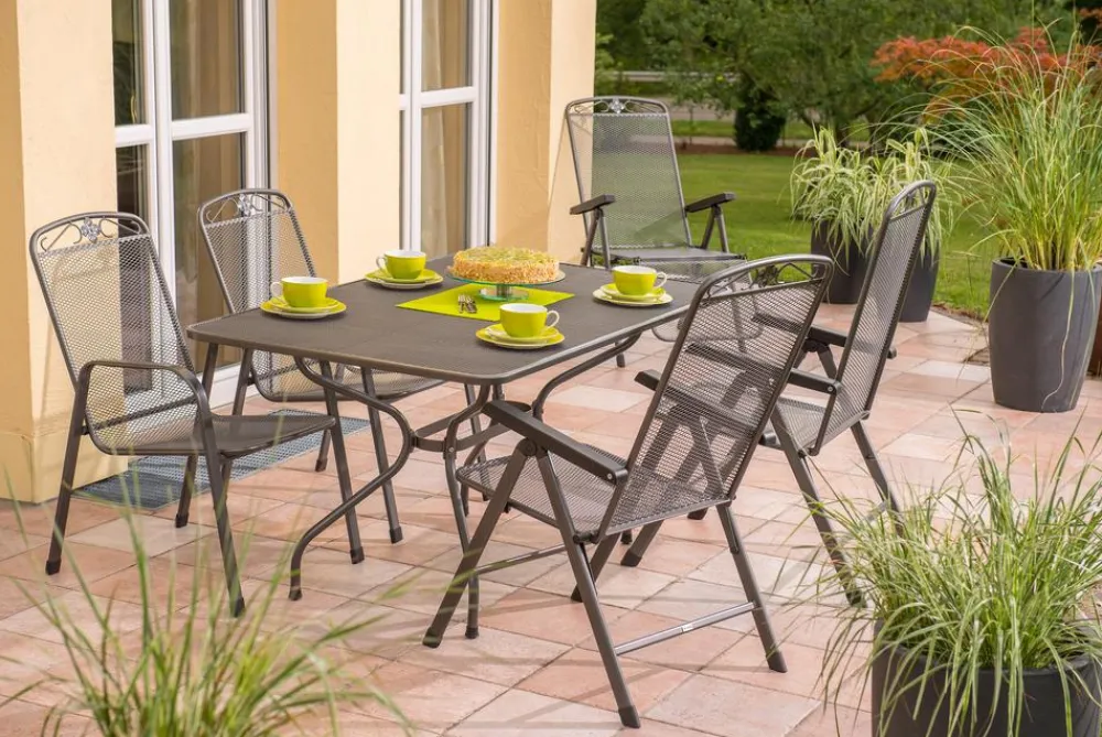 MWH Gartenstühle Metall|Stapelstühle - Metall-Gartensessel Savoy Grau