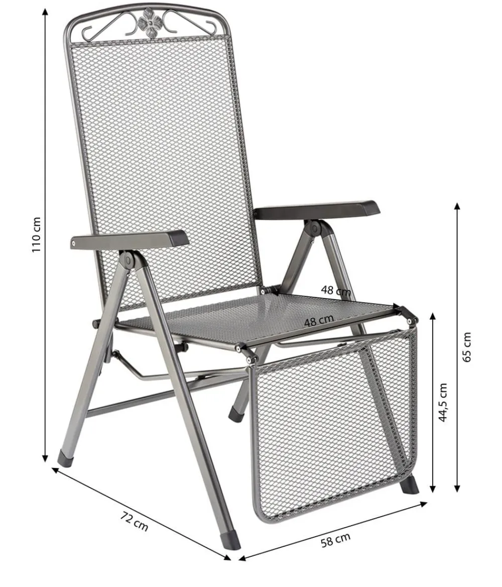 MWH Gartenstühle Metall|Relaxstühle - Metall-Relaxsessel Savoy Grau
