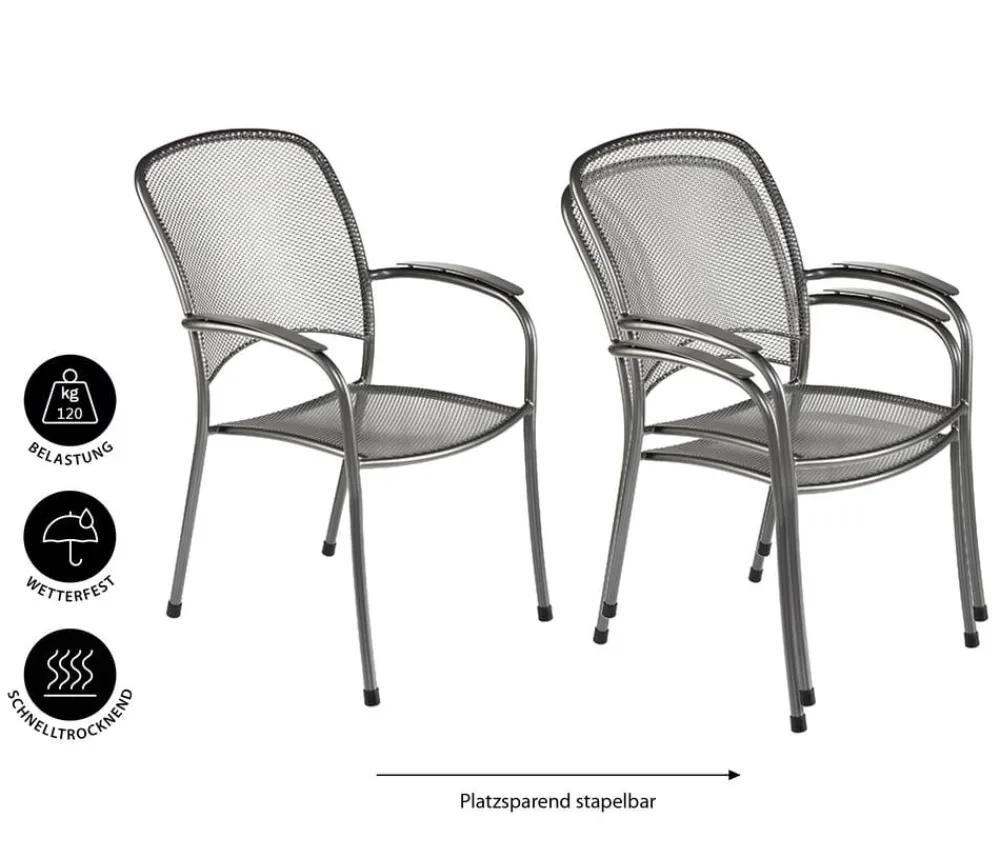 MWH Gartenstühle Metall|Stapelstühle > Metall-Stapelsessel Carlo