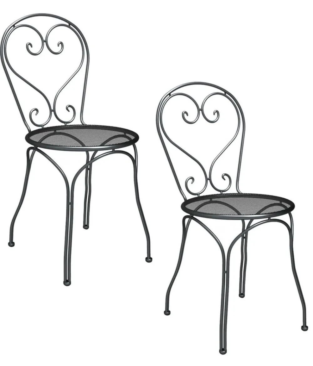 MWH Gartenstühle Metall|Stapelstühle - Stapelsessel-Set Caffeo, 2-teilig Grau