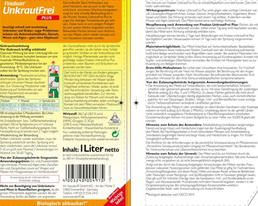Neudorff Unkrautvernichter - Konzentrat Finalsan® Unkrautfrei Plus