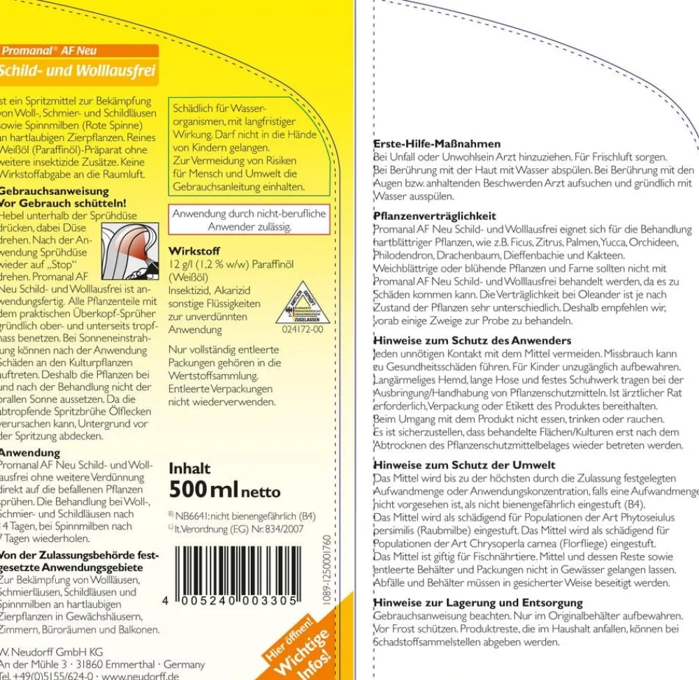 Neudorff Promanal® AF Neu Schild- und Wolllausfrei, 500 ml Sale