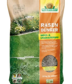 Neudorff Rasendünger|Spezialdünger - Rasendünger Moos- und Unkrautstopp, 10 kg
