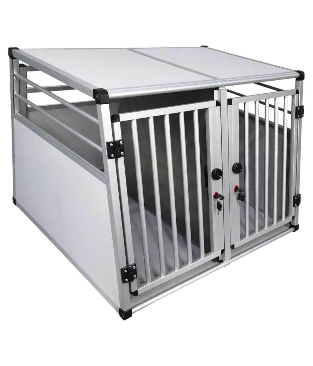 Nobby® Hundetransportboxen - Nobby Aluminium-Autotransportbox Doppelt New Design, , ca. B92/H68/T88 cm Silber