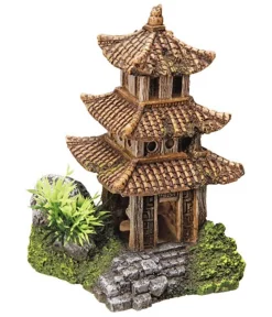 Nobby® Deko - Nobby Aquariumdeko Asiatischer Tempel mit Pflanzen, ca. B10/H14,5/T9 cm